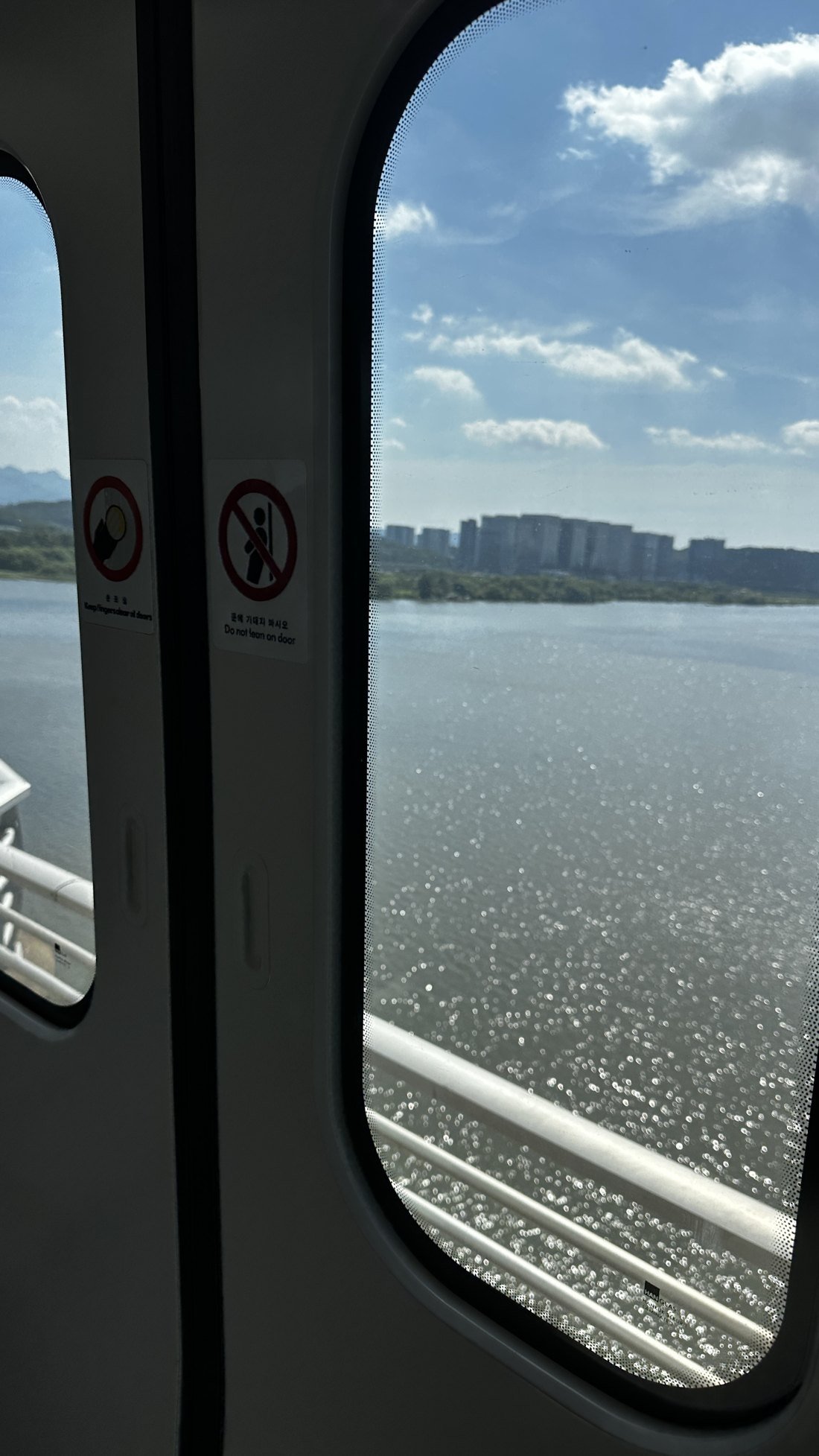 Sea view from the AREX train window on the way to Incheon Airport